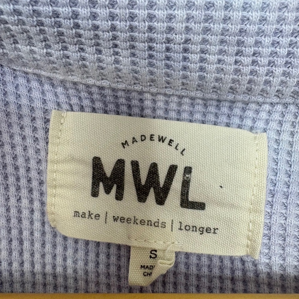 Madewell MWL Pullover Sweatshirt Women's Size S Purple  Tan White Waffle Knit - Picture 4 of 5